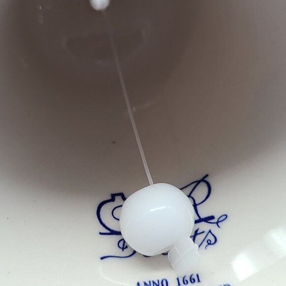 Two Blue White Porcelain Bells Delft Bird Floral 4" and Unknown Signed Floral 2" - Picture 9 of 13